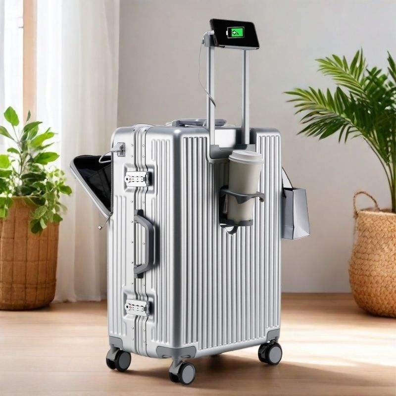 20-Inch Rolling Suitcase Set | Sit-On Travel Luggage with Trolley Bag - Image 2
