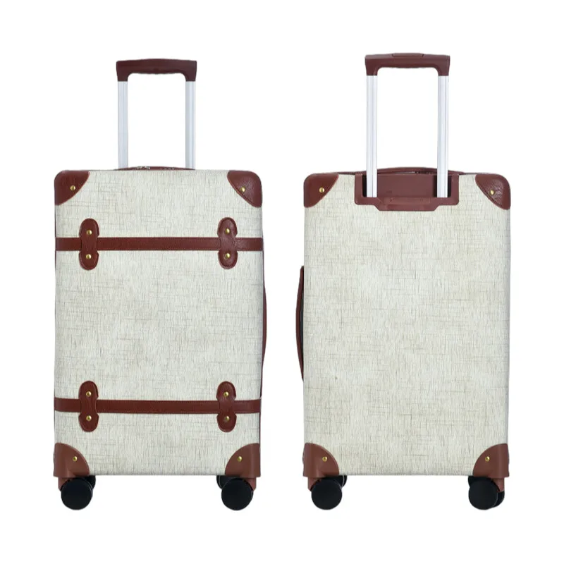 20-Inch Vintage PU Leather Carry-On Suitcase | TSA Lock & Silent Spinner Wheels - Image 2