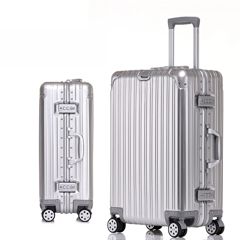 20-Inch Aluminum Carry-On Suitcase | Metal Hard Shell with Password Lock - Image 2
